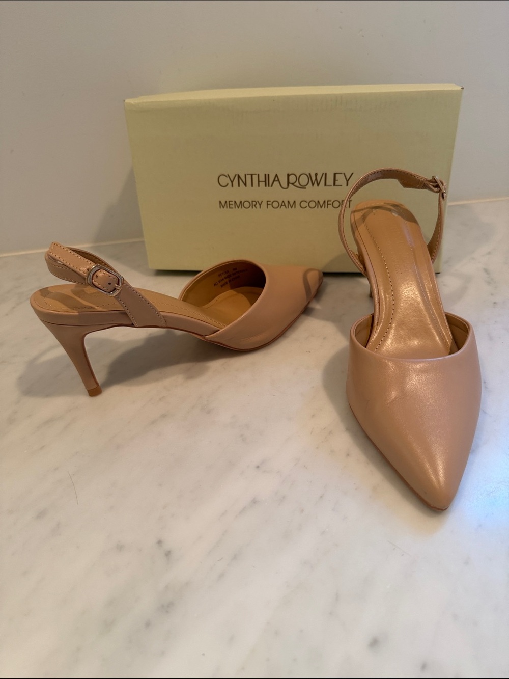 Cynthia Rowley Nude Blush Pointed-Toe Slingback Heels